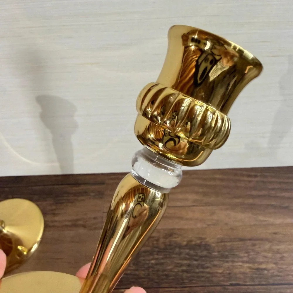 Solid Brass Taper Candle Holders (2) VTG 90s PartyLite Richmond Candlesticks - Picture 5 of 15
